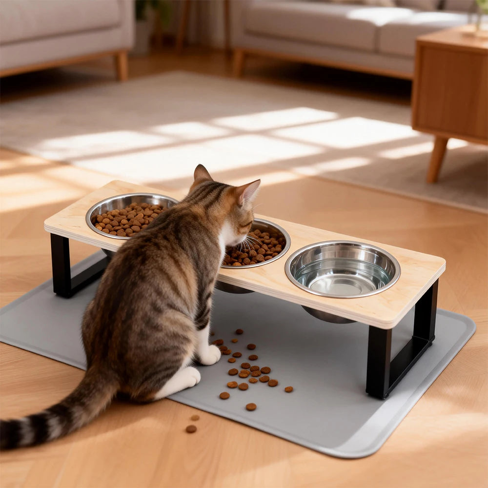 Elevated 15° Tilted Cat Bowls with Stand 4