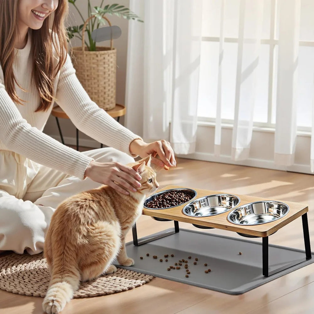 Elevated 15° Tilted Cat Bowls with Stand 3