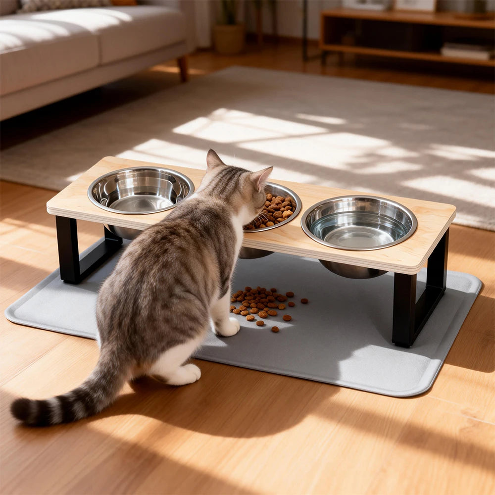 Elevated 15° Tilted Cat Bowls with Stand 2